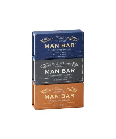 San Francisco Soap Company Man Bar 3-Piece Gift Set featuring all new scents: Coastal Driftwood, Peppered Patchouli, and Spiced Tobacco Gift Set 3 - Buy Online on GoSupps.com