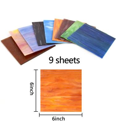 KIPHEPI 9 Sheets Mixed Textures Stained Glass 6x6 Pack - Art Glass Supplies for Crafts - Color Variety Textured Mosaic Tiles - Buy Online on GoSupps.com