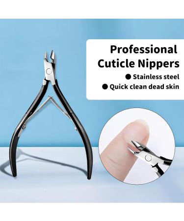 KMZ Cuticle Nippers Stainless Steel Professional Cuticle Cutter Trimmers Cuticle Cutters with Double Spring Manicure Pedicure Tool for Home and Salon (Black) - Buy Online on GoSupps.com