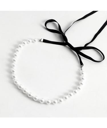 Vsilay Punk Black Velvet Ribbon Choker Necklace with Simulated Pearl Charm - Gothic Jewelry Gift for Festivals - Buy Online on GoSupps.com