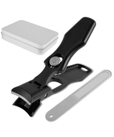 Caffney Nail Clippers for Thick Nails Wide Jaw Nail Trimmer Stainless Steel Nail Cutter with Nail Clip Storage Portable Fingernail Cutter Labor Saving Fingernail Trimmer for Women Men Adults HHD Black