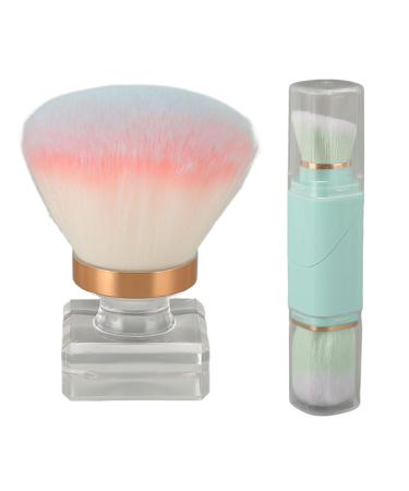 Powder Brush Retractable Powder Makeup Brush Double Headed Kabuki Brush with Rotating Handle Fiber Brushes for Loose Powder Blush Travel Beauty Tool Kit