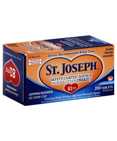 St. Joseph Pain Reliever 81 mg Enteric Coated Tablets 200 ct.