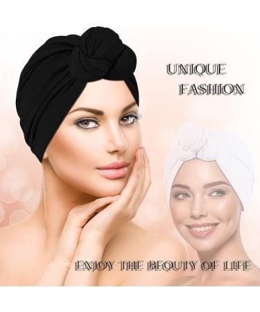 Women's African Turban Flower Knot Pre-Tied Bonnet - Large Blue/Purple/Yellow/Red/Grey/Black - Buy Online on GoSupps.com
