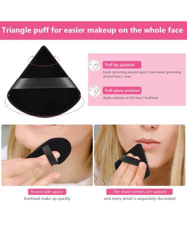 6-Pack Pure Cotton Soft Triangle Wedge Makeup Powder Puffs - Black - Buy Online on GoSupps.com
