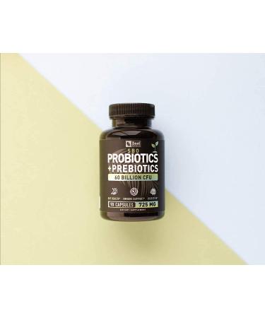 Probiotics and Prebiotics + SBO Probiotics (60 Billion CFU | 90 Capsules) Acidophilus Probiotic w. Saccharomyces Boulardii Bifidobacterium + Spore Probiotic & Organic Sprouted Prebiotic Fiber Blend - Buy Online on GoSupps.com