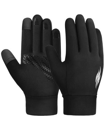 Children gloves winter bicycle gloves-kids warm touchscreen winter gloves outdoor sports running gloves waterproof windproof with anti-slip for young girl bike black 4-12 years m 8-10 years black 1