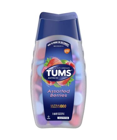 TUMS Ultra 1000 Tablets Assorted Berries 160 Tablets (Pack of 12)