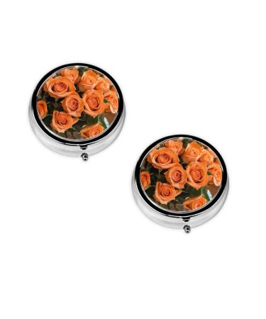 Red Rose Flower Printed Mini Round Pill Box Pill Box 3 Compartment Medicine Pill Case Pill Organizer Travel Pillbox Portable Pill Box for Pocket Home Office Use