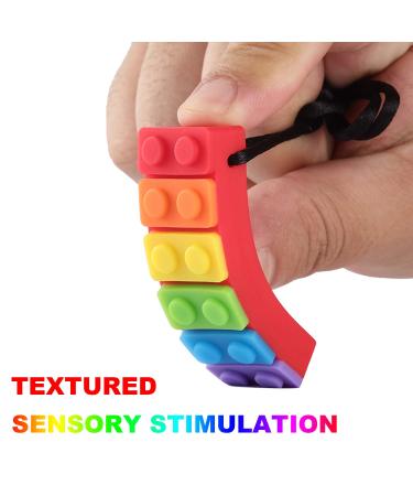 Seeway Rainbow Chew Necklace 5 Pack - BPA Free Silicone Chewelry for Sensory Kids with Autism, ADHD, Anxiety - Oral Motor Aids & Sensory Toys - Buy Online on GoSupps.com