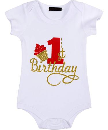 WonderBabe Baby Girls Romper Tulle Tutu Skirt | 1st Birthday Outfit Clothing Set | B074-red 1 Year - Buy Online on GoSupps.com