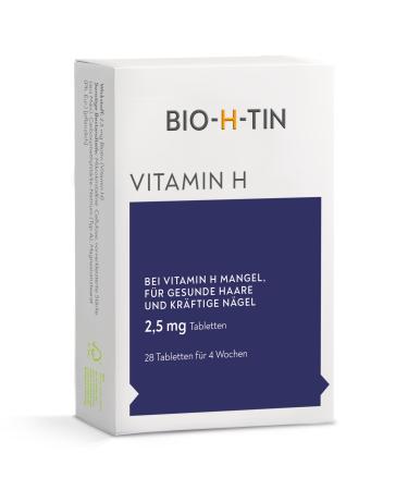 BIO-H-TIN Vitamin H 2.5 mg (Biotin) for healthy hair & nails 28 tablets for 4 weeks 2.5 mg 28 pieces (1 pack)