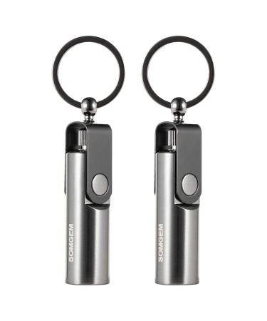 SOMGEM Permanent Match Keychain 2 Pack, Kerosene Refillable, Waterproof Flint Fire Starter for Outdoor Camping Emergency Survival Gear