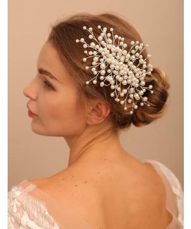 Deniferymakeup Pearl Bride Hair Clip Pearl Wedding Clip Bridal Hair Piece Wedding Hair Accessories for Women and Girls (Gold) - Buy Online on GoSupps.com