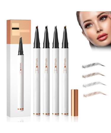 2024 New Eyebrow Pencil with 4 Fork Tip 2/4 Pcs 3D Microblading Eyebrow Pencil Natural Makeup Fine Stroke Magic Eyebrow Pencil Eye Brown Makeup Long-Lasting Waterproof Eyebrow Pencil (4 Color)