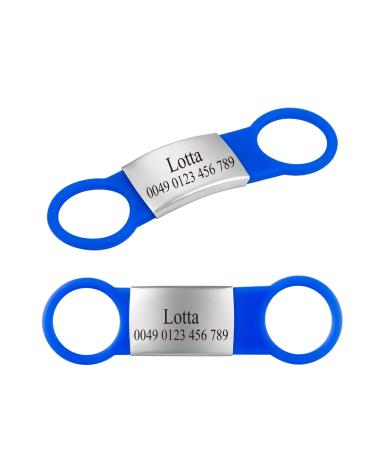 2 pieces of silicone dog brand with engraving pet-ID brand to postpone personalized animal brands for dogs and cats blue L (2 Pack)