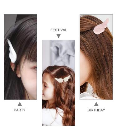Beaupretty Plush Angel Wing Hair Clips - 4 Pairs Cute Cartoon Hairpins for Girls & Women | Slipproof White & Pink - Buy Online on GoSupps.com