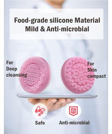 Magentak Electric Facial Cleansing Brush - Rechargeable Spa Massager with 2 Silicone Heads for Deep Cleansing, Exfoliating, and Massaging - Pink - Buy Online on GoSupps.com
