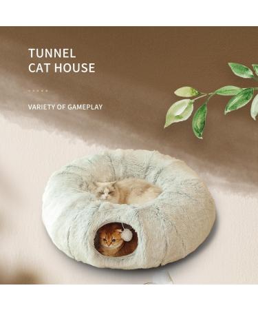 Plush Cat Tunnels Beds for Indoor Cats 2-in-1 Cat Tunnel Haven for Endless Fun and Comfort Easy to Store Removable and Washable 80 * 25cm (Gray) - Buy Online on GoSupps.com