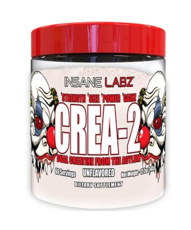 Insane Labz Insane Crea-2 - Unflavored Pre Workout Post Workout Strength Size Power 60 Servings Unflavored Unflavored 12.2 Ounce (Pack of 1)