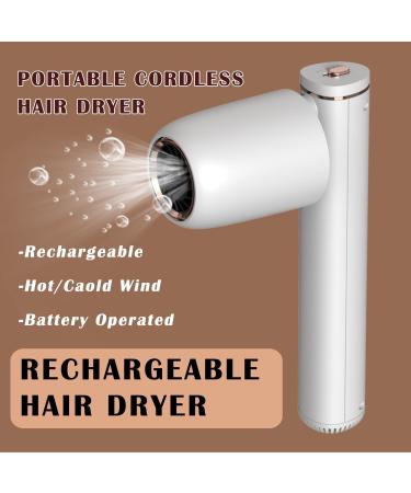 Cordless Hair Dryer Portable Lightweight Blow Dryer Travel Hair Dryer for Kids 23400mAh Rechargeable Wireless Hair Dryer Gifts for Women/Mom/Girls White - Buy Online on GoSupps.com