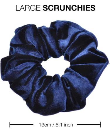 Premium Velvet Classic Hair Ties - 2pcs Plain Navy | Luxurious Hair Bands for Updo Ponytail Scrunchies - Buy Online on GoSupps.com