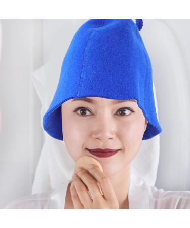 Yardwe 2-Piece Wool Felt Sauna Hat Set for Men & Women - Blue Water-Absorbing Shower Cap for Hair Protection - Buy Online on GoSupps.com