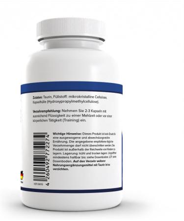 Zec Nutrition CoKG Health+ Taurine 60 amino acids capsules 1000 mg pure taurine powder per capsule vegan taurine capsules Made in Germany Unflavored 60 capsules - Buy Online on GoSupps.com