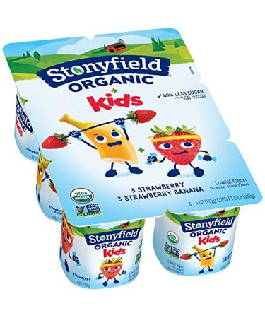 Stonyfield Organic Kids Strawberry & Strawberry Banana Yogurt Cups Variety Pack - 6 Ct, 4 oz Each - Buy Online on GoSupps.com