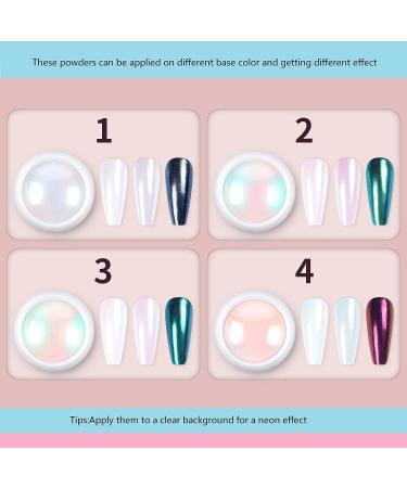 Artdone Chrome Nail Powder Kit - Metallic Mirror Effect Pigment for Gel Polish Nail Art - 4pcs White Chrome Powder Set - Buy Online on GoSupps.com