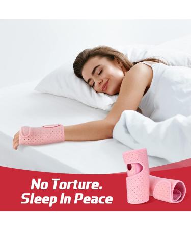 Buy 2 Pieces Carpal Tunnel Wrist Braces - Night Sleep Support & Pain Relief Splint Breathable Pink Design - Buy Online on GoSupps.com