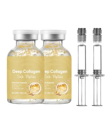 Deep Collagen Silk Peptide Intensive Ampoule Anti Aging Serum for Face Tightening Facial Serum for Smooths Wrinkles Improves Elasticity 2pcs