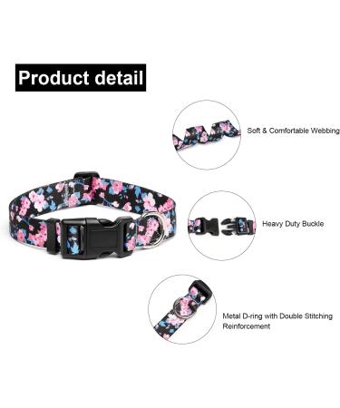 Suredoo Adjustable Soft Nylon Dog Collar for Small & Medium Dogs - Pink Blue Flower 33-55 cm Neck - Comfortable & Durable - Buy Online on GoSupps.com