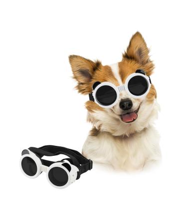 PETLESO Panda Shape Pet Goggles Adjustable Dog Sunglasses UV Protection Windproof Dustproof for Small Dogs-white - Buy Online on GoSupps.com
