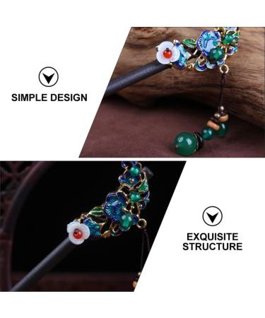 Kichvoe 1pc Classic Vintage Hairpin Japanese Hair Metal Hair Clips for Women Asian Hair Pins Chinese Hanfu Hair Bun Stick Chinese Hairpin Fork Pen Jade Beads Bride Classical Walk - Buy Online on GoSupps.com
