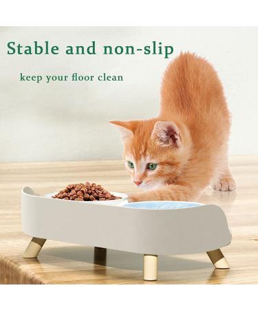 Elevated Cat Food Bowls - No-Spill Design, 3 Heights, Anti-Vomiting, 5 Ceramic Bowl for Small/Medium Pets - White - Buy Online on GoSupps.com