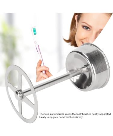 Stylish Stainless Steel Toothbrush Holder Organizer - 4 Compartment Umbrella Design for Bathroom & Makeup Tools | Hztyyier International Shipping - Buy Online on GoSupps.com