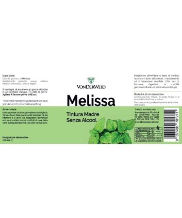  VONDERWEID Alcohol-Free Melissa Mother Tincture | Melissa Officinalis Drops | Melissa for Mental Wellbeing | Ultrasonic Extraction | Vegan Alcohol-Free | 100 ml - Buy Online on GoSupps.com