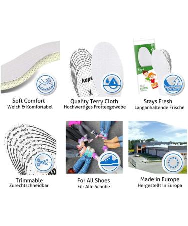 Kaps Frotte Kids Shoe Insoles - Extra Comfortable, Shock Absorbing, Sweat-Absorbing, Made in Europe - Buy Online on GoSupps.com