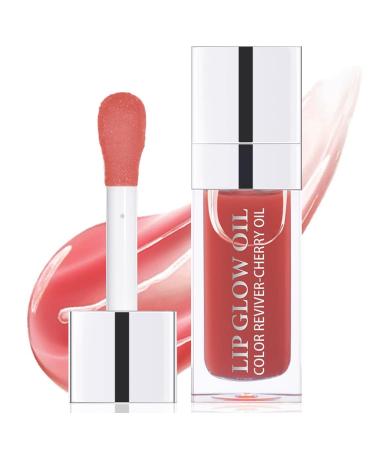 Hydrating Lip Glow Oil Hydrating & Long Lasting Plumping Lip Gloss Non-StickyTinted Lip Balm Lip Care Transparent Toot Lip Oil Prevents Lip Lines and Dry Cracked Lips (Rosewood)
