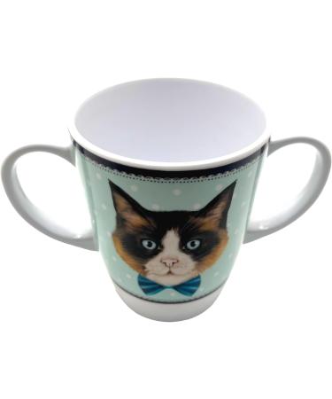 Rosa Lifestyle Two Handled Melamine Cat Mug 400ml - Lightweight Daily Living Aid for Elderly with Weak Grip - Buy Online on GoSupps.com
