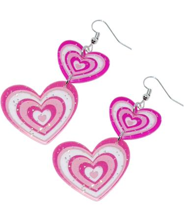 Buy Feylie Heart Earrings for Women | Hollow Glittering Cardiac Statement Earrings | Perfect Valentine's Day Gift | Light Acrylic Design - Buy Online on GoSupps.com