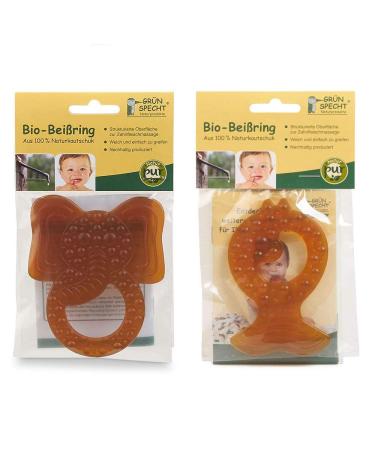 Gruenspecht teething ring made of natural rubber double pack // set of 2 without harmful substances silicones and chemical softeners