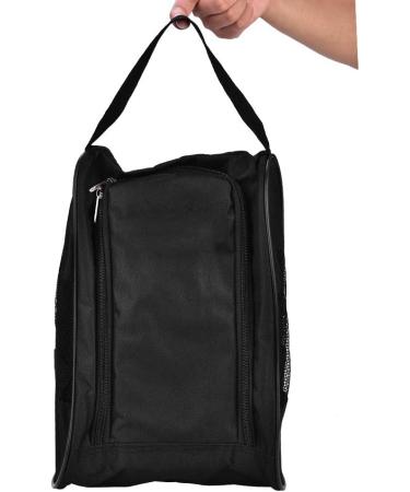 Breathable Golf Shoe Bag - Portable Double Zipper Nylon Storage Black - Optimized for Sports Footwear - Buy Online on GoSupps.com