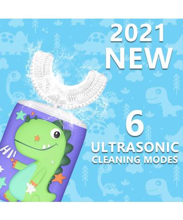 U Shape Dinosaur Kids Electric Toothbrush | 6 Modes | Soft Bristle Heads | Rechargeable & Waterproof | Ages 2-6 | Green - Buy Online on GoSupps.com