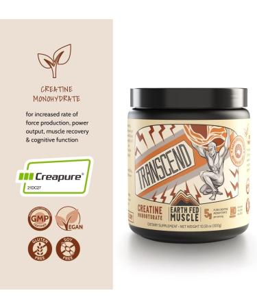 Earth Fed Muscle Transcend Creatine Monohydrate - Pure Creapure 100% Gluten & Soy Free - 5g Per Serving 60 Servings for Muscle Recovery & Energy - Buy Online on GoSupps.com