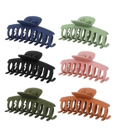 FANTESI 6 PCS Hair Claw Clips Big Claw Clips Non slip Hair Clip Strong Hold Jaw Clips for Women and Girls Straight Curly & Wavy Hair (3.6 Inch)