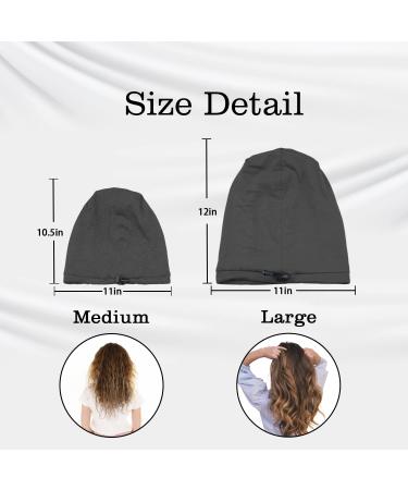Silk Satin Bonnet Hair Wrap - 2 Pcs Set for Men and Women | Adjustable Sleep Cap for Curly Hair | Silk Lined Night Caps - Large Black+Red - Buy Online on GoSupps.com