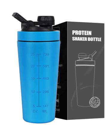 Rocky & Chao 900 ml stainless steel protein shaker - protein protein shaker mug with ball for sports fitness e protein shaker egg white stuff (blue)