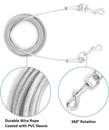 KOMUNJ 9.84ft Chew Proof Dog Tie Out Cable Steel Wire Double Heads Leash for Outdoor Walking & Camping - Small, Medium, and Large Dogs - Buy Online on GoSupps.com